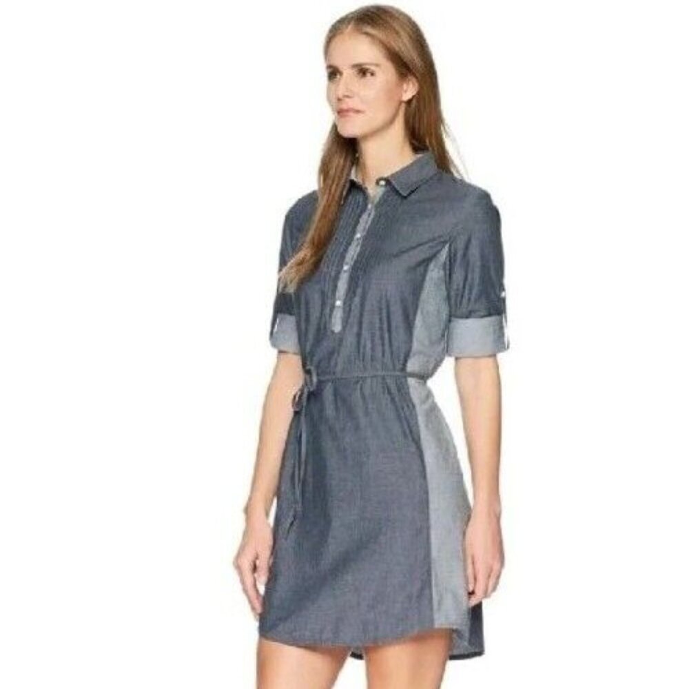 Kuhl Kiley Roll Tab Sleeved Dress Two Toned Gray No Belt Ladies Med gorpcore
